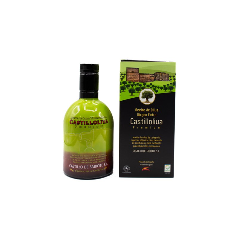 Estuche con Botella 500ml Arbequina Cosecha Temprana CASTILLO DE SABIOTE