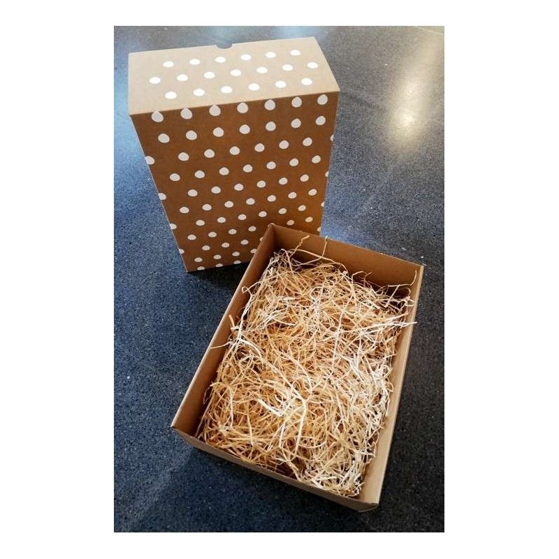 CAJA REGALO DECORADA CON LUNARES BLANCOS